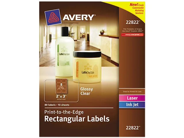 Avery Avery 22822 Clear Glossy Labels 2x3in 80pk — product photo