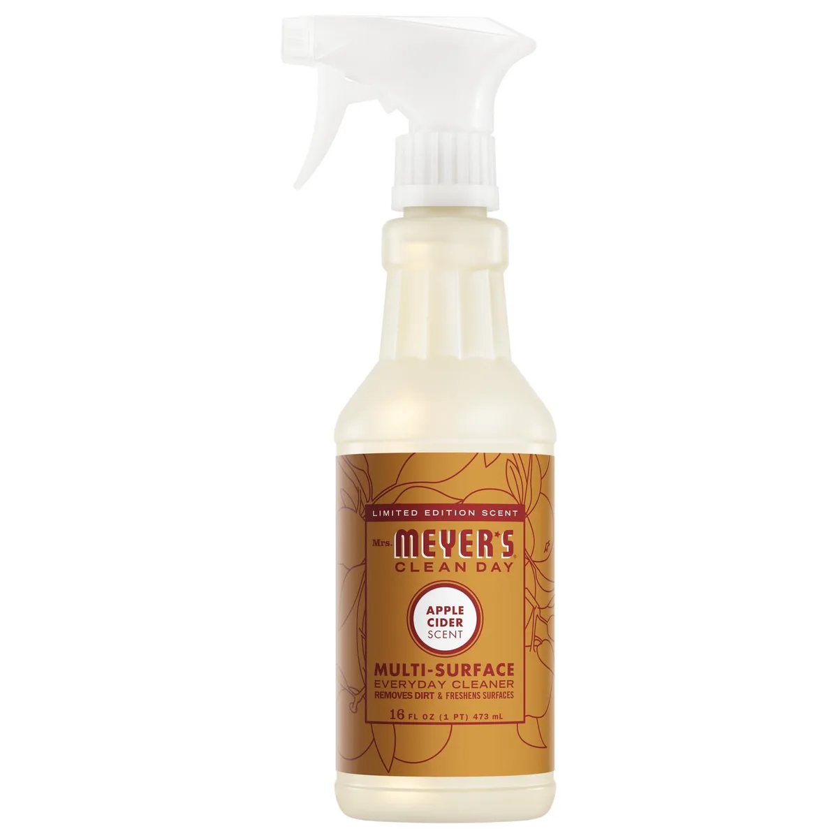 White 16 fl oz spray bottle with apple cider label