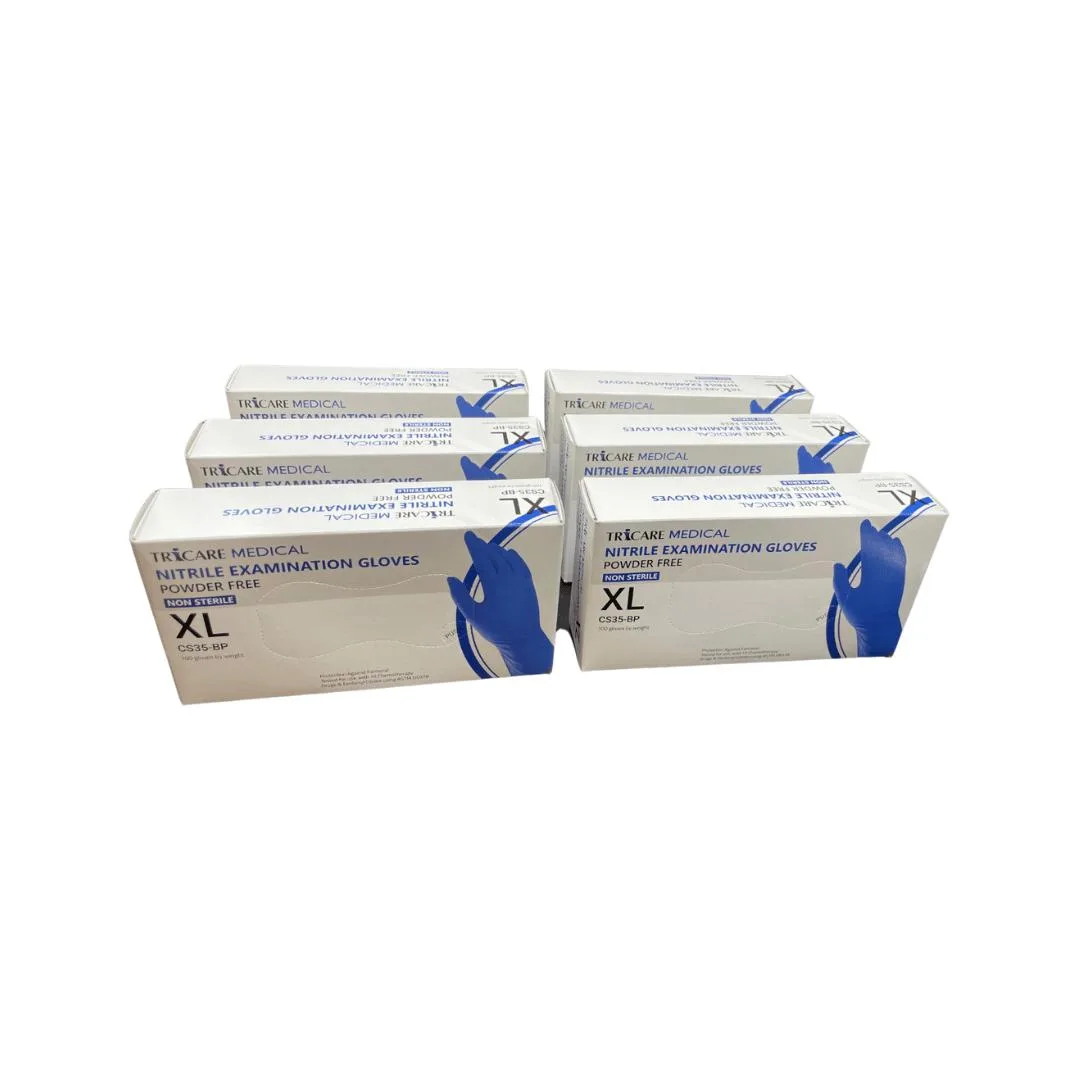 TRICARE MEDICAL TRICARE MEDICAL Nitrile Exam Gloves 4.3 Mil Deep Blue XL 6×100 — product photo