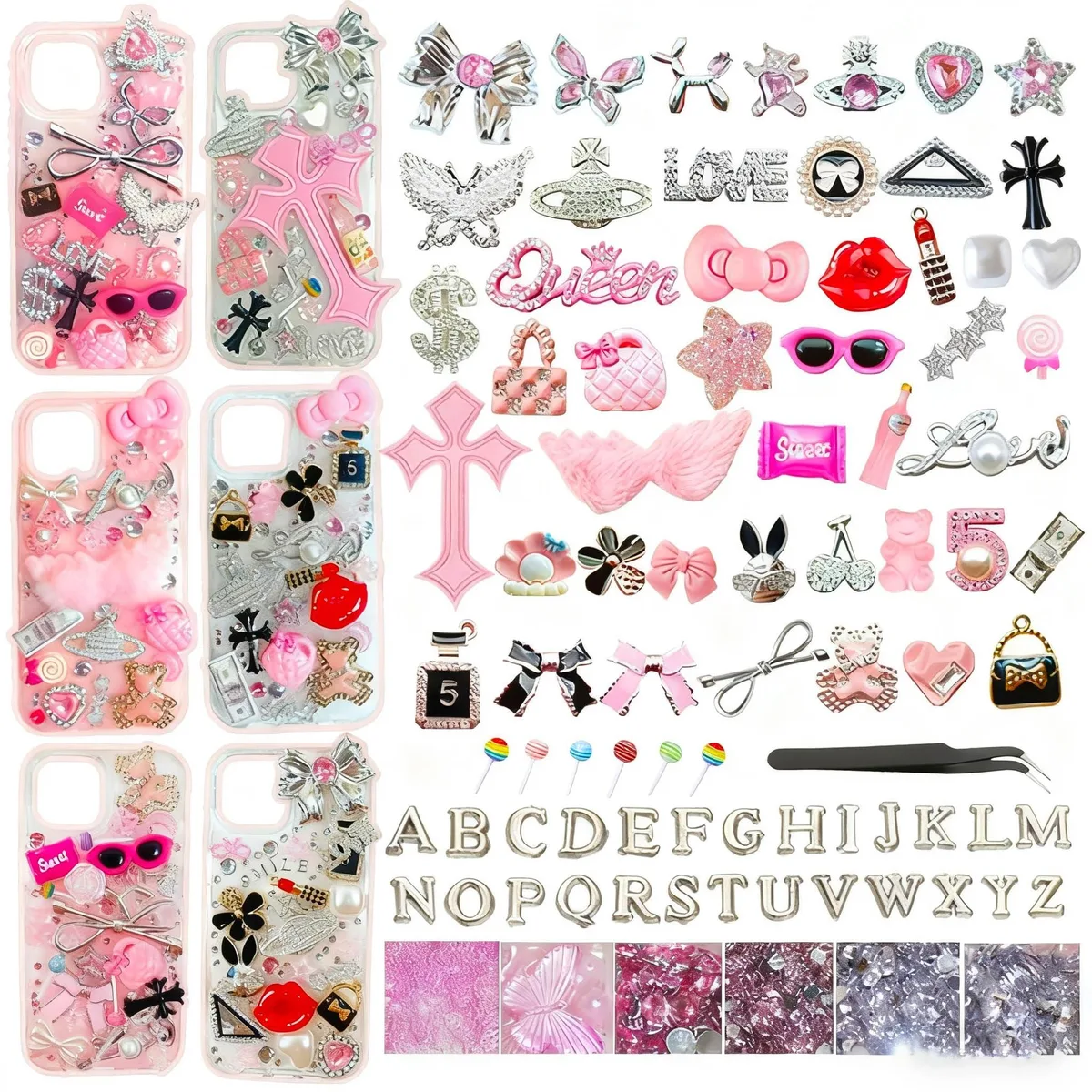 Evening Crystals Sutesloly Junk Case Charms Kit 50 pc 18 compartment box — product photo