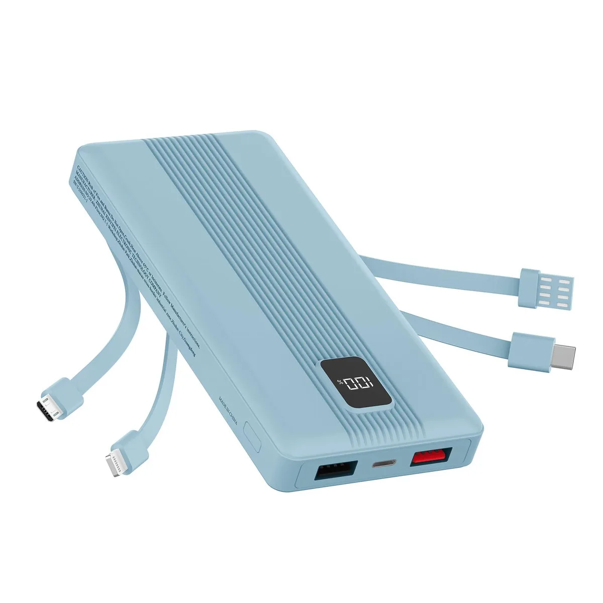 No Sew No Sew 10000mAh Power Bank Blue 22.5W 4 Cables LED Display — product photo