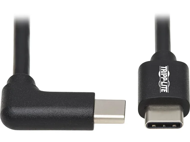 Black 1 m USB-C cable with right-angle plug, PVC jacket