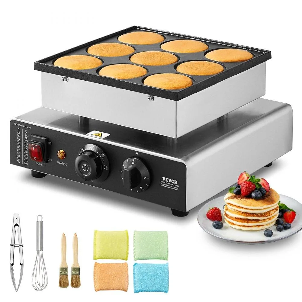 VEVOR VEVOR Dutch Pancake Maker 9PCS 76mm 850W Stainless Steel — product photo