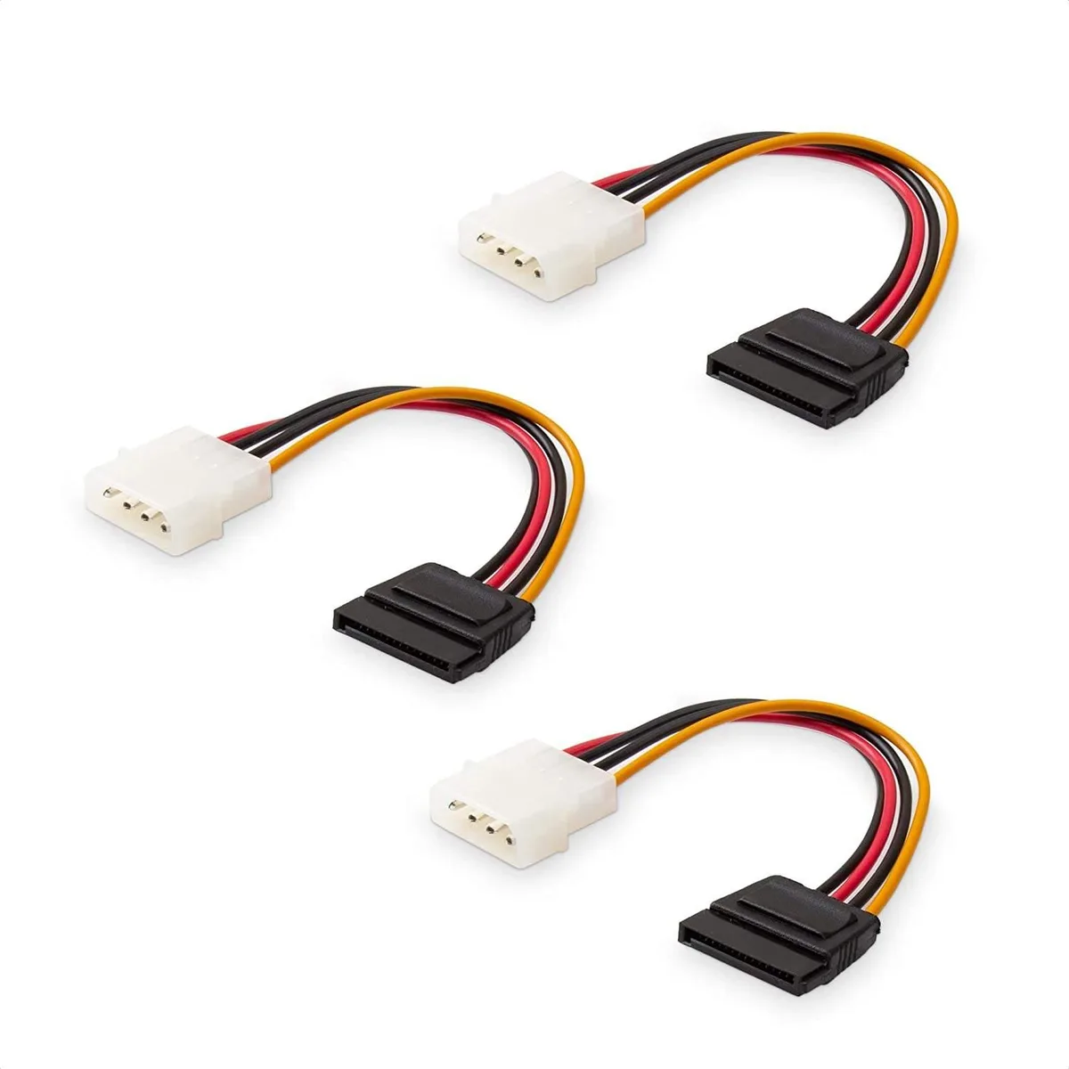 HANNORD HANNORD SATA 15pin Male to 4pin Molex Female Power Adapter Cable 20cm 3 Pack — product photo