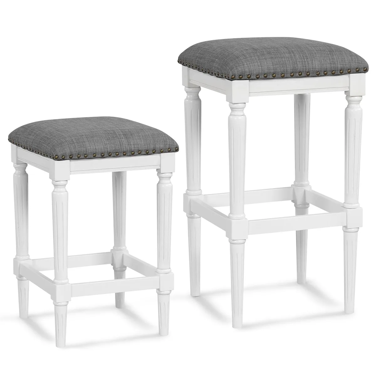SlickBlue SlickBlue 3-Height Square Saddle Barstool Set of 2 Grey — product photo