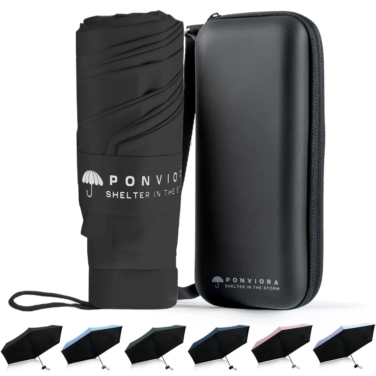  Ponviora P250901 UPF 50+ Manual Compact Umbrella Black — product photo
