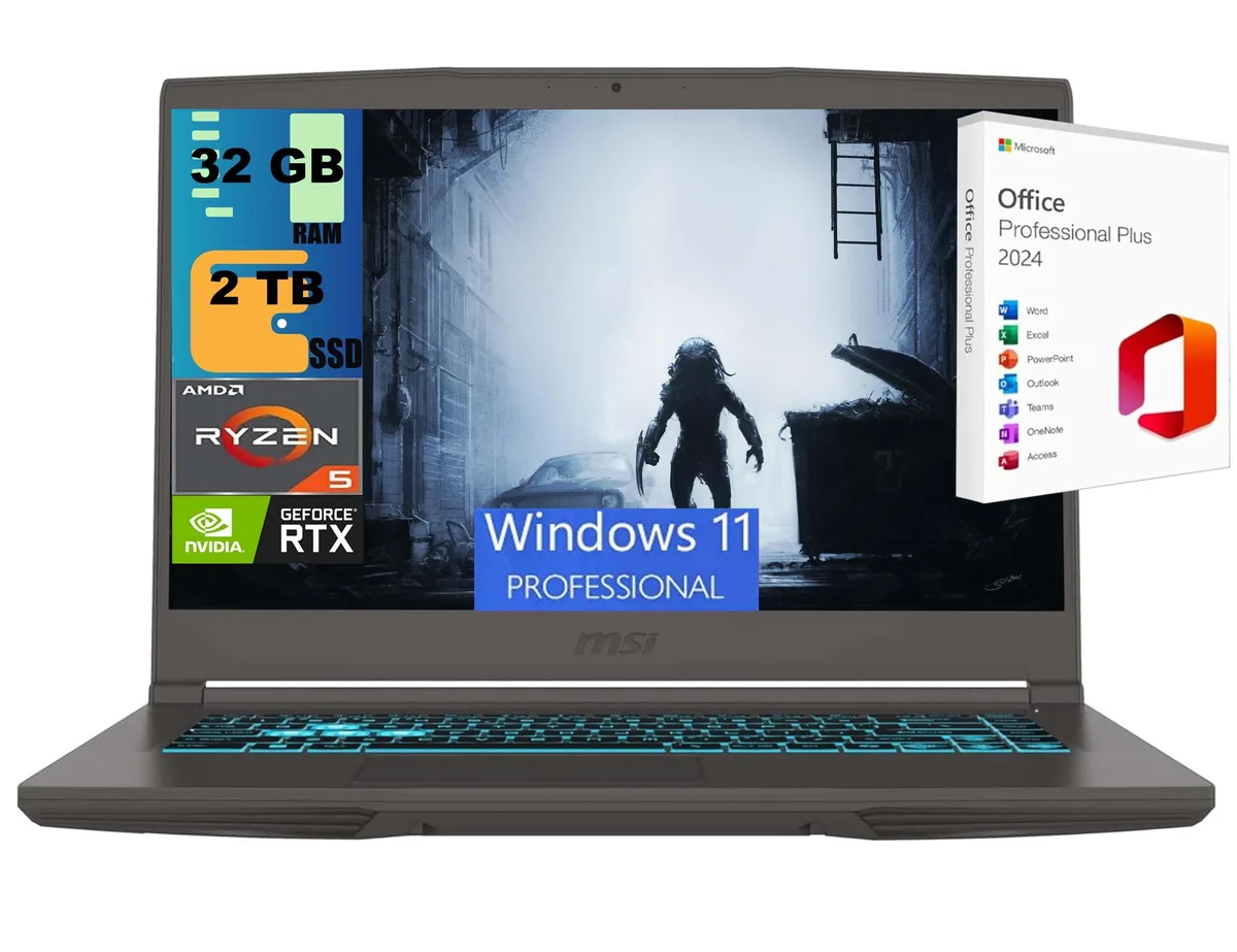 MSI MSI Thin A15 gaming laptop Ryzen 5 7535HS RTX 2050 32GB 2TB 15.6 FHD 144Hz — product photo