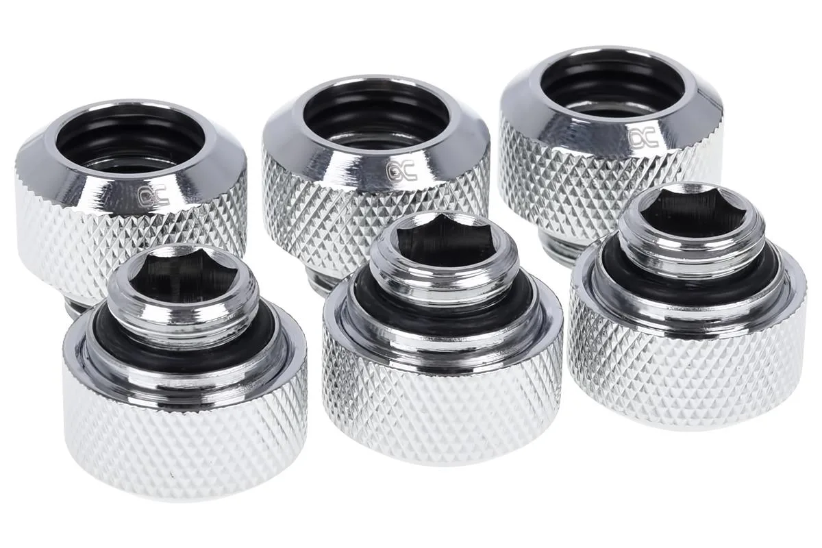 Alphacool Alphacool Eiszapfen 13mm G1/4 HardTube Knurled Compression Fitting Sixpack Chrome — product photo