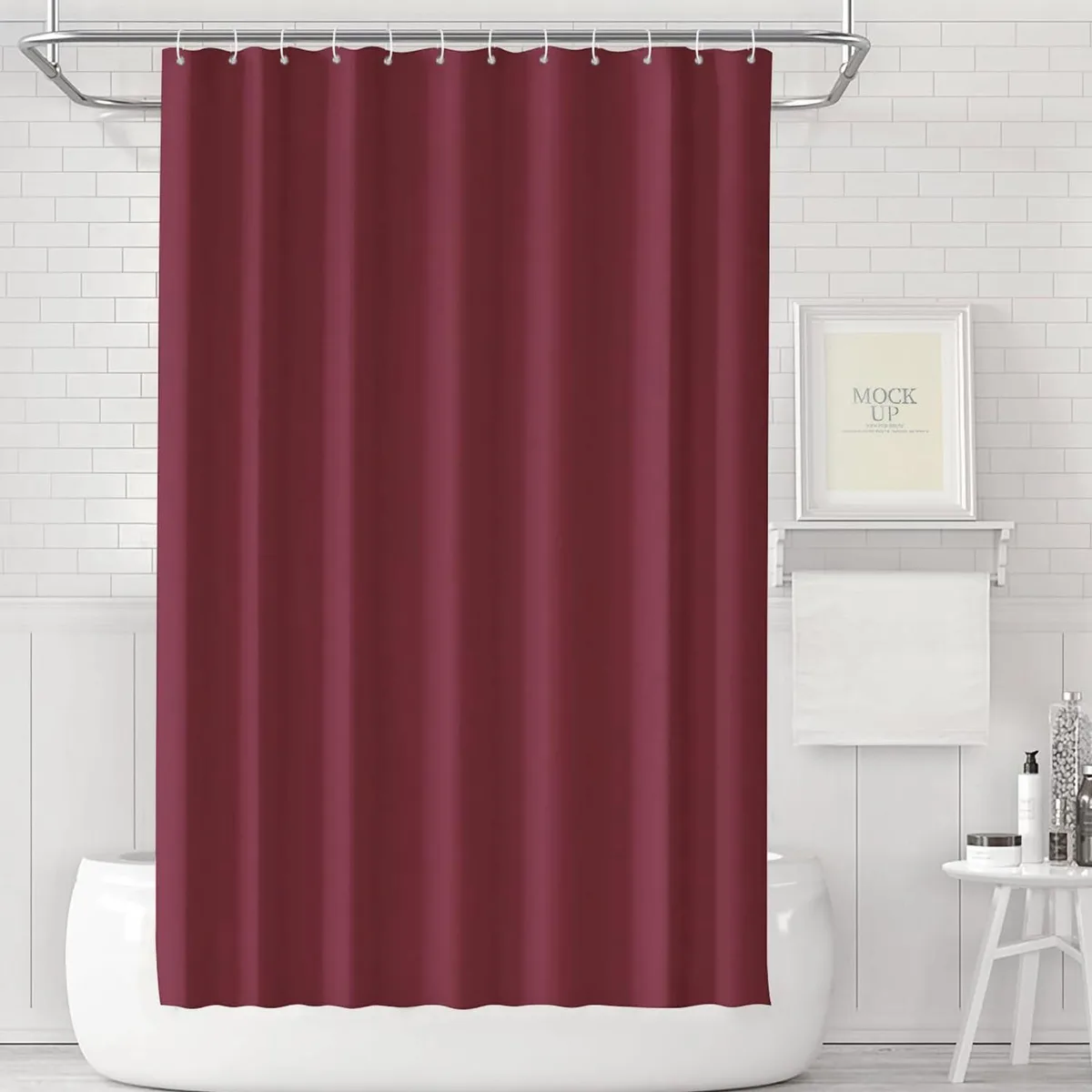  timecity Dark Red PEVA Shower Curtain Liner 71x79in with 3 Magnets and 12 Hooks — product photo