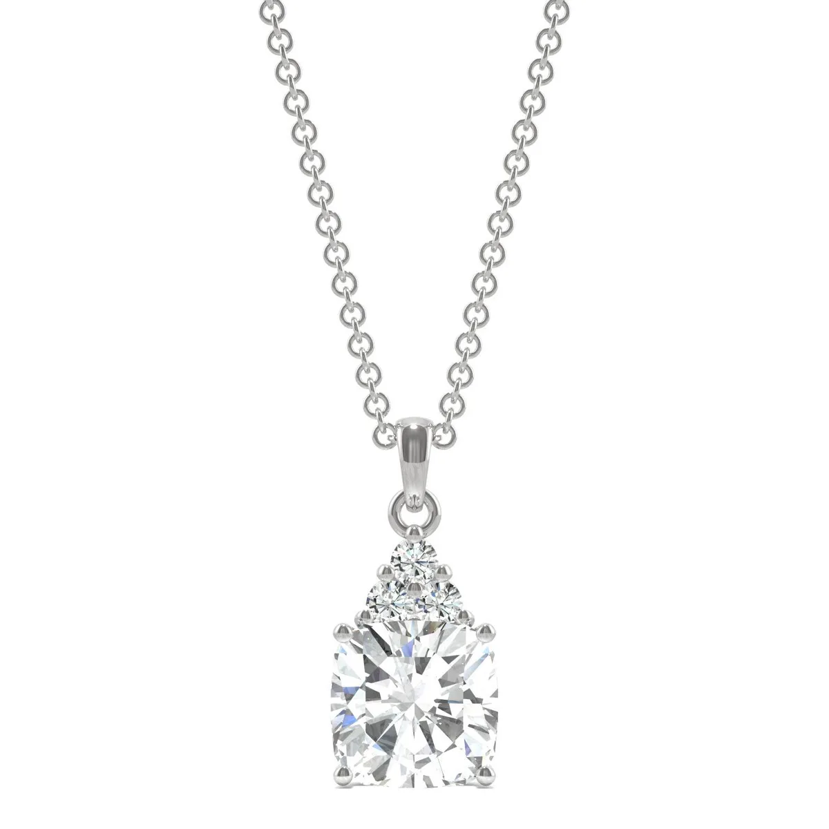 Charles &amp; Colvard Charles &amp; Colvard 7mm Cushion Moissanite Pendant Necklace 1.79cttw DEW 14K White Gold — product photo