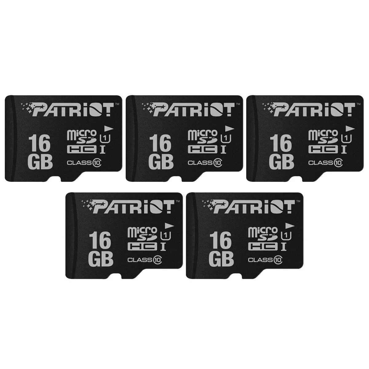 Patriot Memory Patriot Memory LX Series microSDHC Class 10 UHS-I 16 GB 5-pack memory cards — product photo