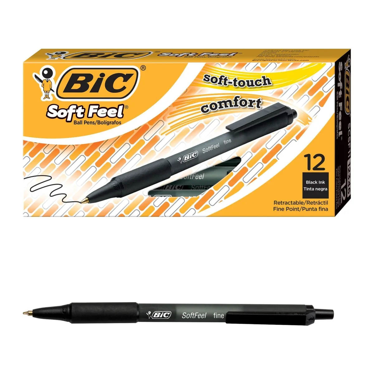 Blue retractable ballpoint pen with leather finish and soft grip