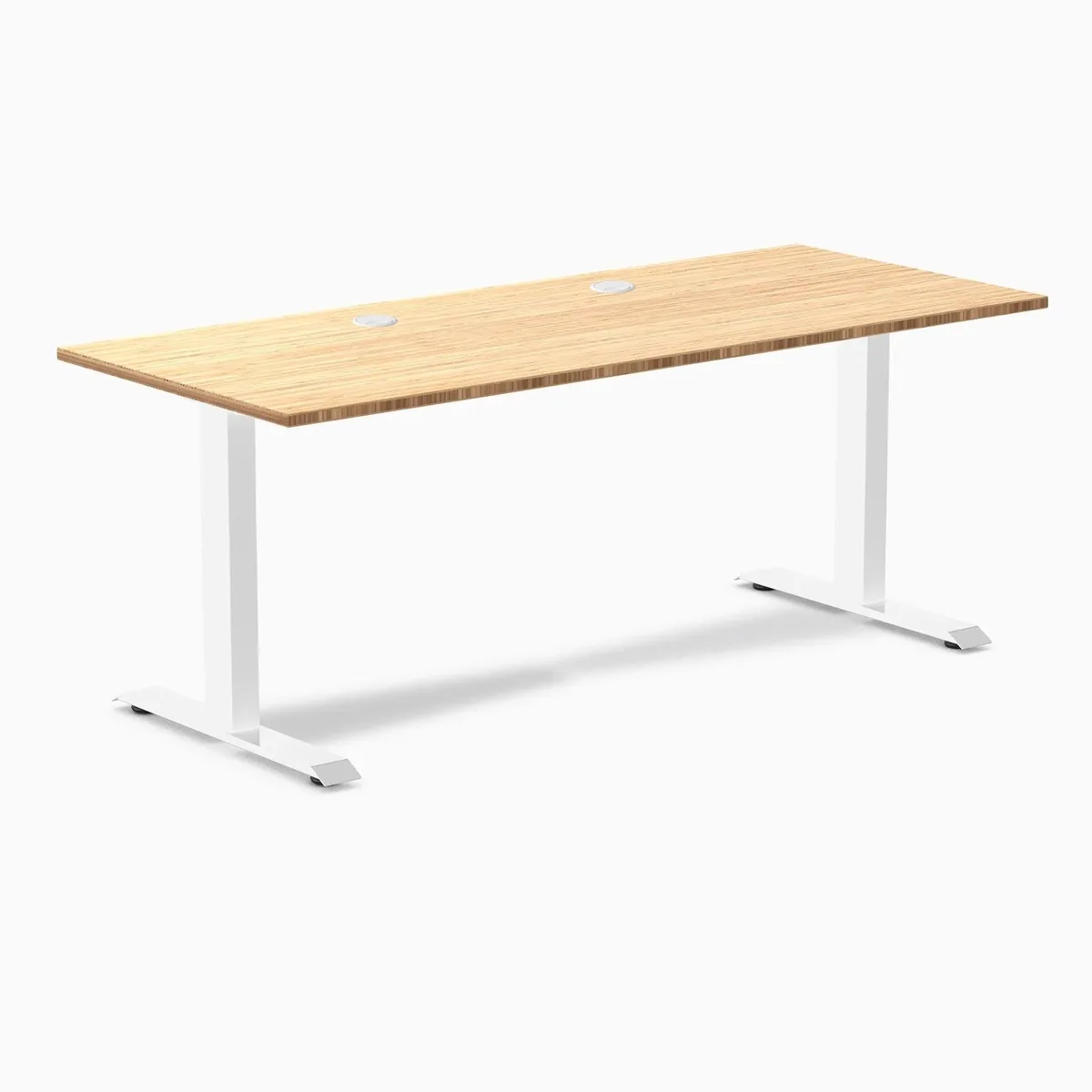 Desky Desky Zero Bamboo Office Desk Dark Bamboo White 48 x 30 in with Grommets — product photo