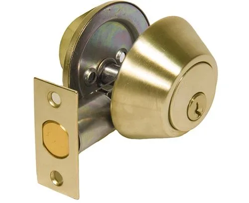 Em-D-Kay Padlocks Em-D-Kay Padlocks MDKD30603 Double Cylinder Deadbolt Bright Brass US3 Adjustable Latch SC4 Keyway — product photo