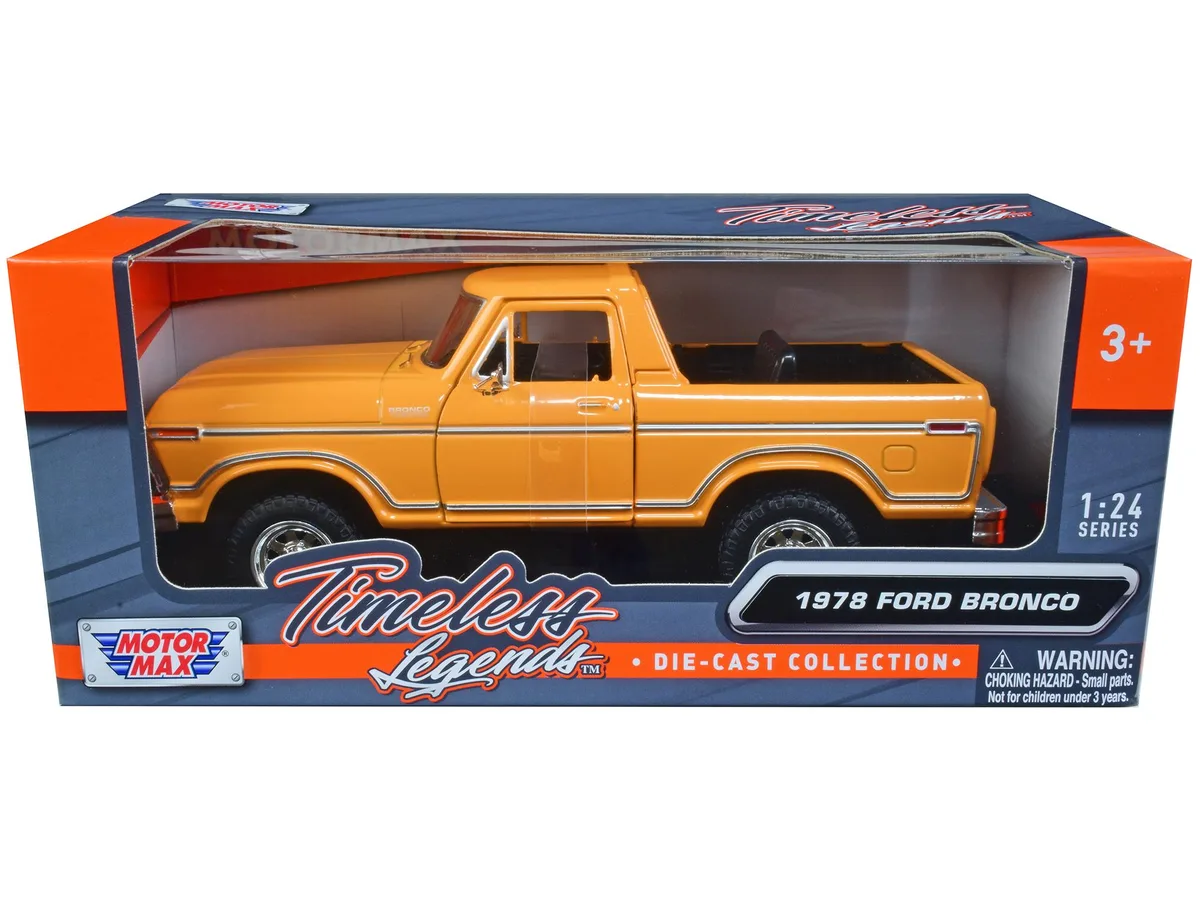 MOTORMAX MOTORMAX 1978 Ford Bronco Custom Open Top Yellow 1/24 Diecast — product photo