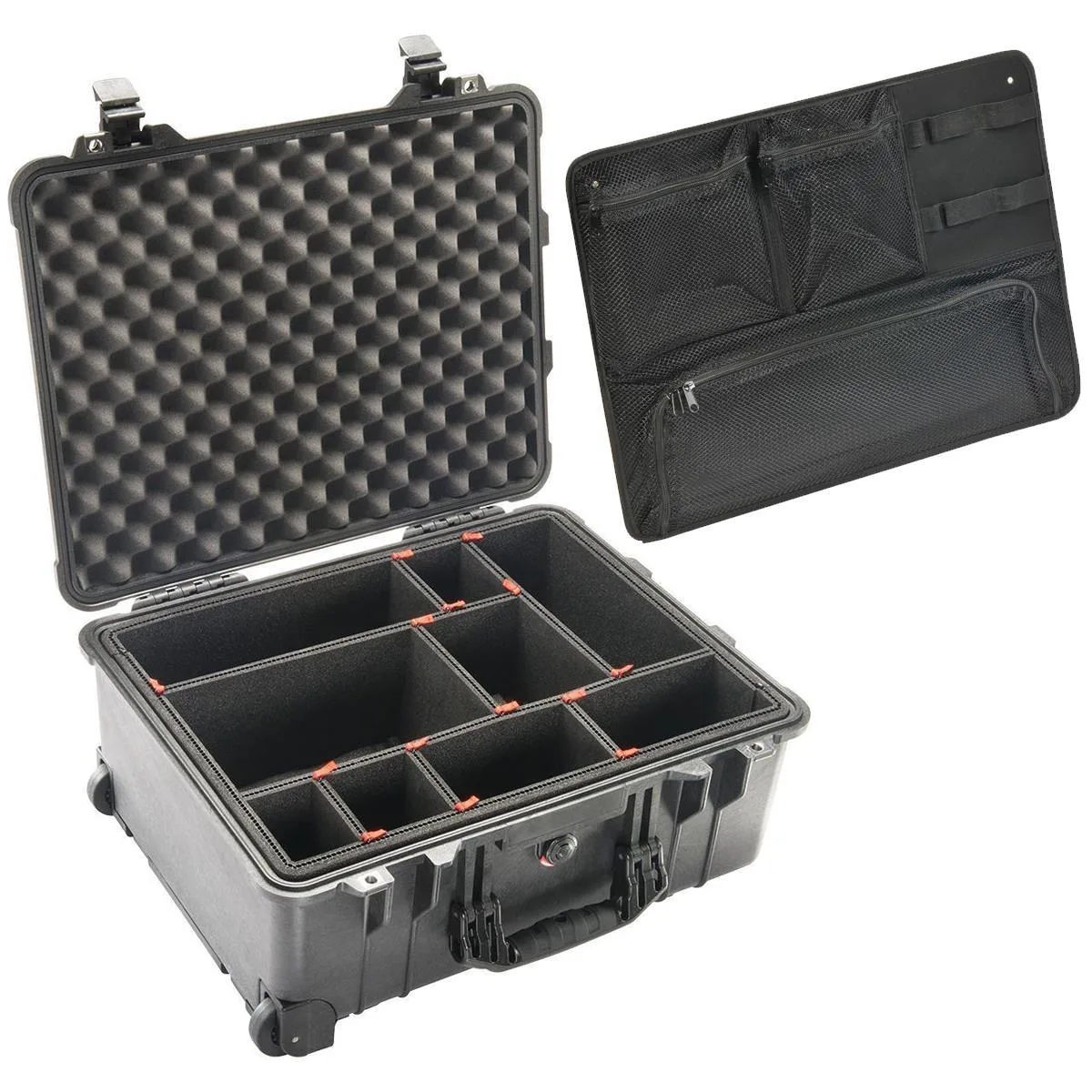 Pelican Products, Inc. Pelican 1560TP Hard Case with TrekPak Divider System Black with PC1569 Lid Organizer — product photo