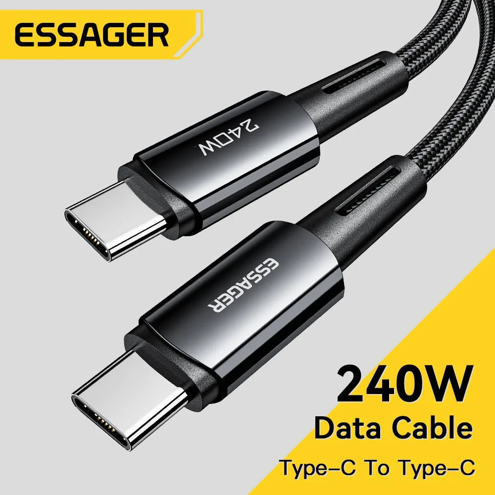 Jansicotek Jansicotek Essager CG240W USB-C Cable 240W 6.6ft Right Angle Black — product photo