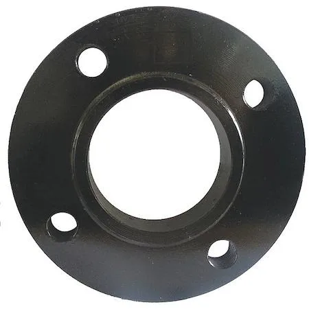 Black anodised steel slip-on flange with raised face and eight bolt holes