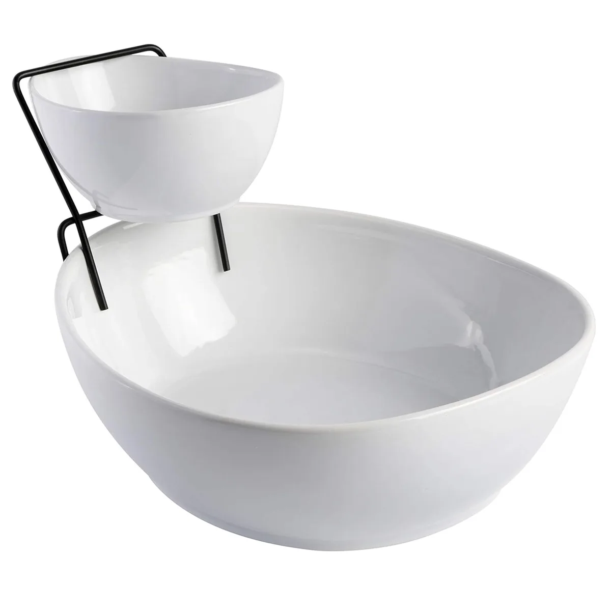 Gibson Gibson Gracious Dining 3-Piece 2-Tier Chip &amp; Dip Set White — product photo