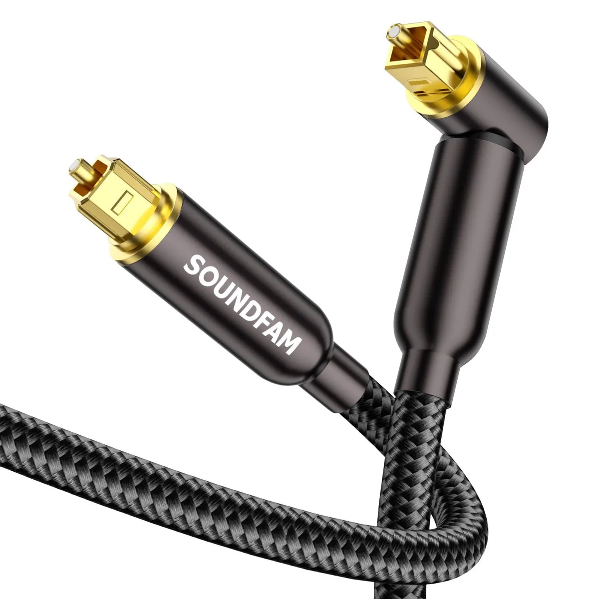 SOUNDFAM 90° 360° rotating toslink digital optical audio cable 6 ft — product photo
