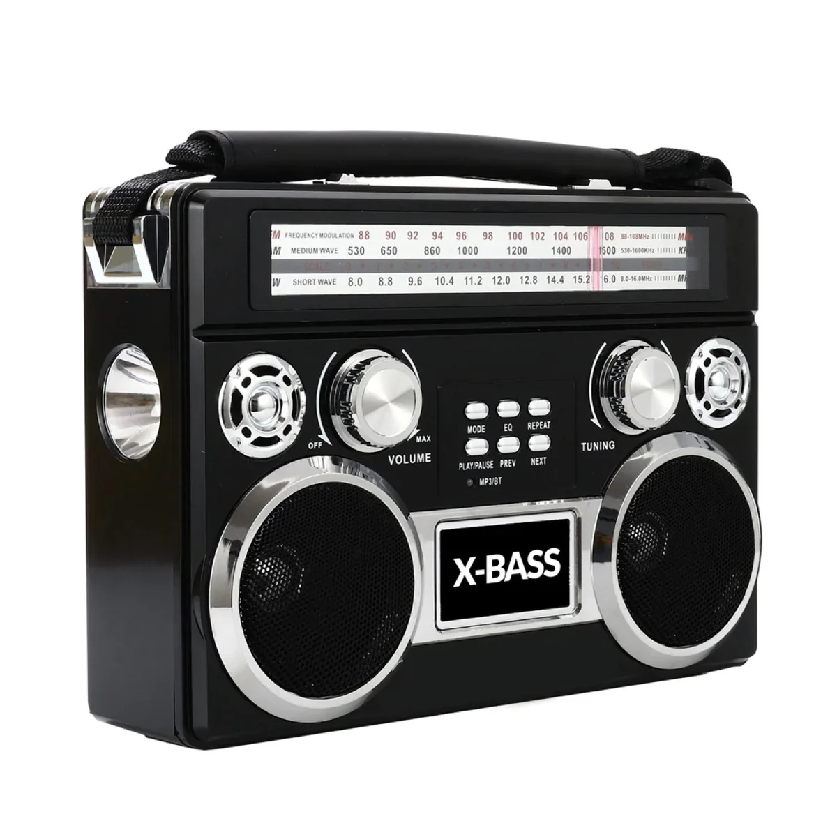 SUPERSONIC SUPERSONIC AM/FM radio with Bluetooth, USB, SD, AUX, torch light — product photo
