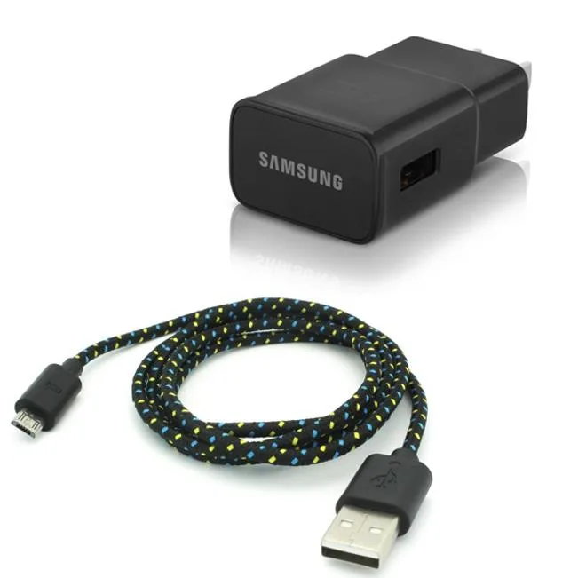 SAMSUNG SAMSUNG EP-TA20JWE Adaptive Fast Charger with 6ft Braided MicroUSB Cable Black — product photo