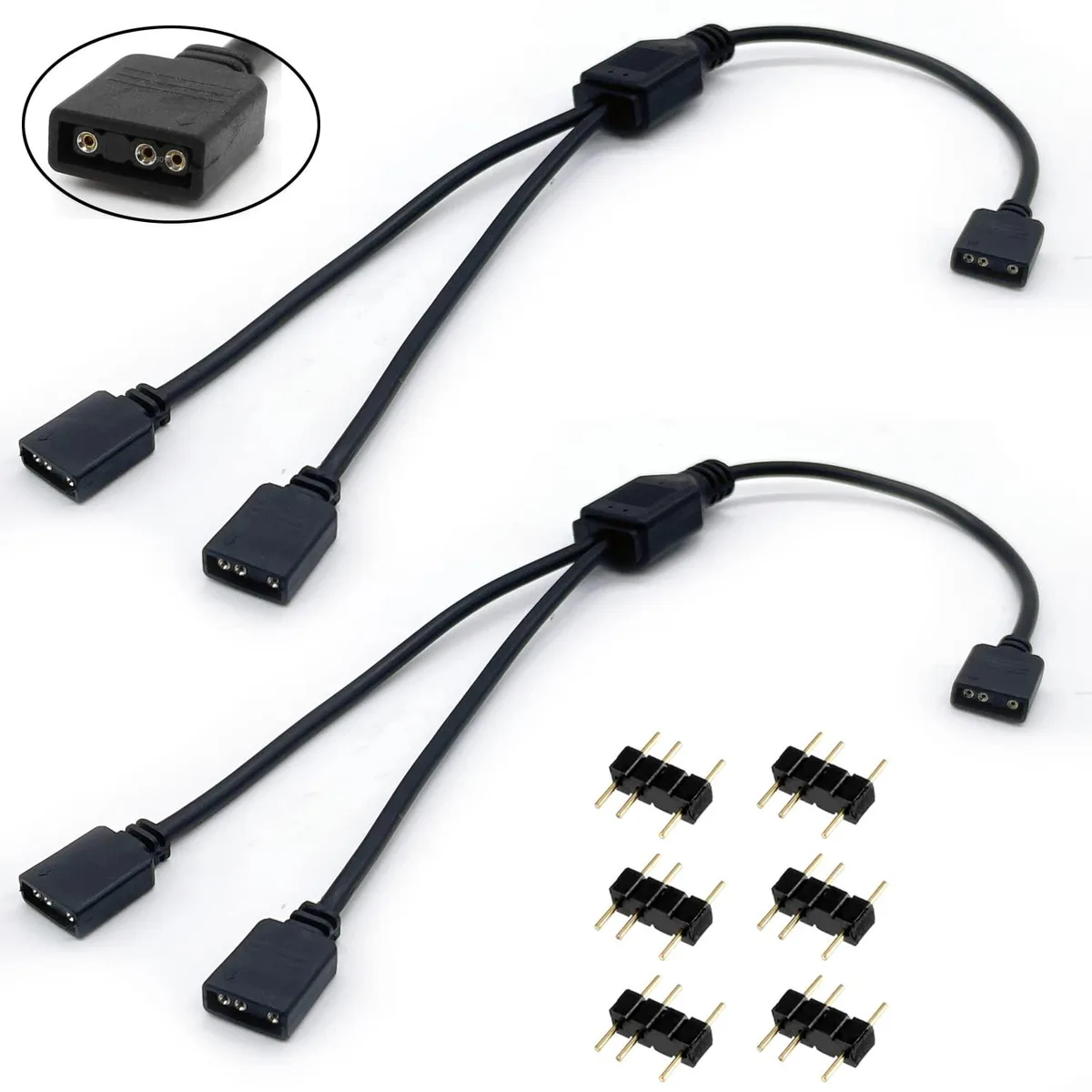 BFKK BFKK ARGB Splitter Cable 1-to-2 5V 3-Pin 30cm 2 Pack — product photo