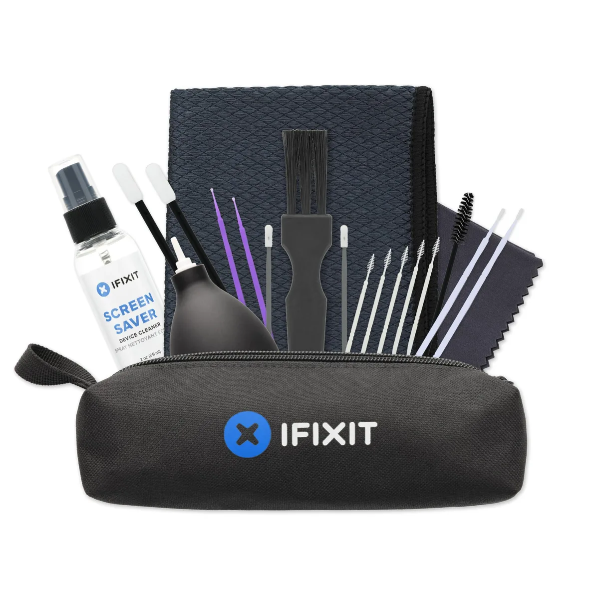  iFixit Laptop Cleaning Kit with Screen Saver, Dust Blower, Brushes, Swabs and Tool Pouch — product photo
