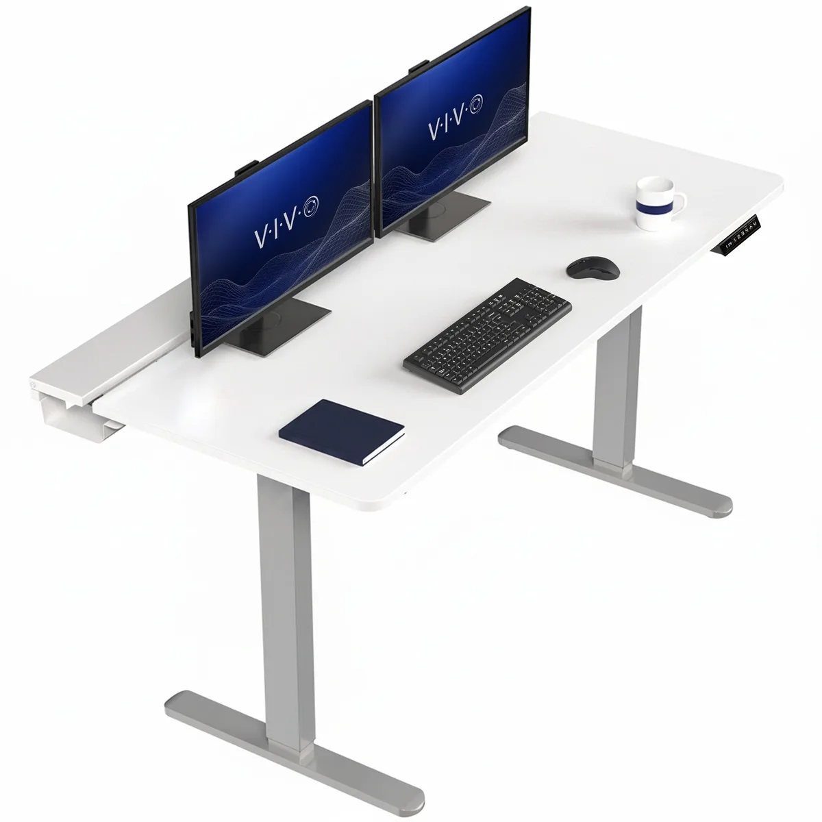 VIVO VIVO Electric Desk 60 x 30 White/Gray Full Pad Hidden Cable — product photo