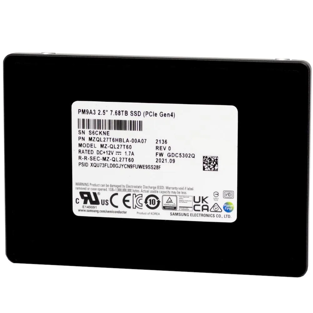 SAMSUNG SAMSUNG PM9A3 MZ-QL27T60 7.68TB U.2 enterprise SSD — product photo