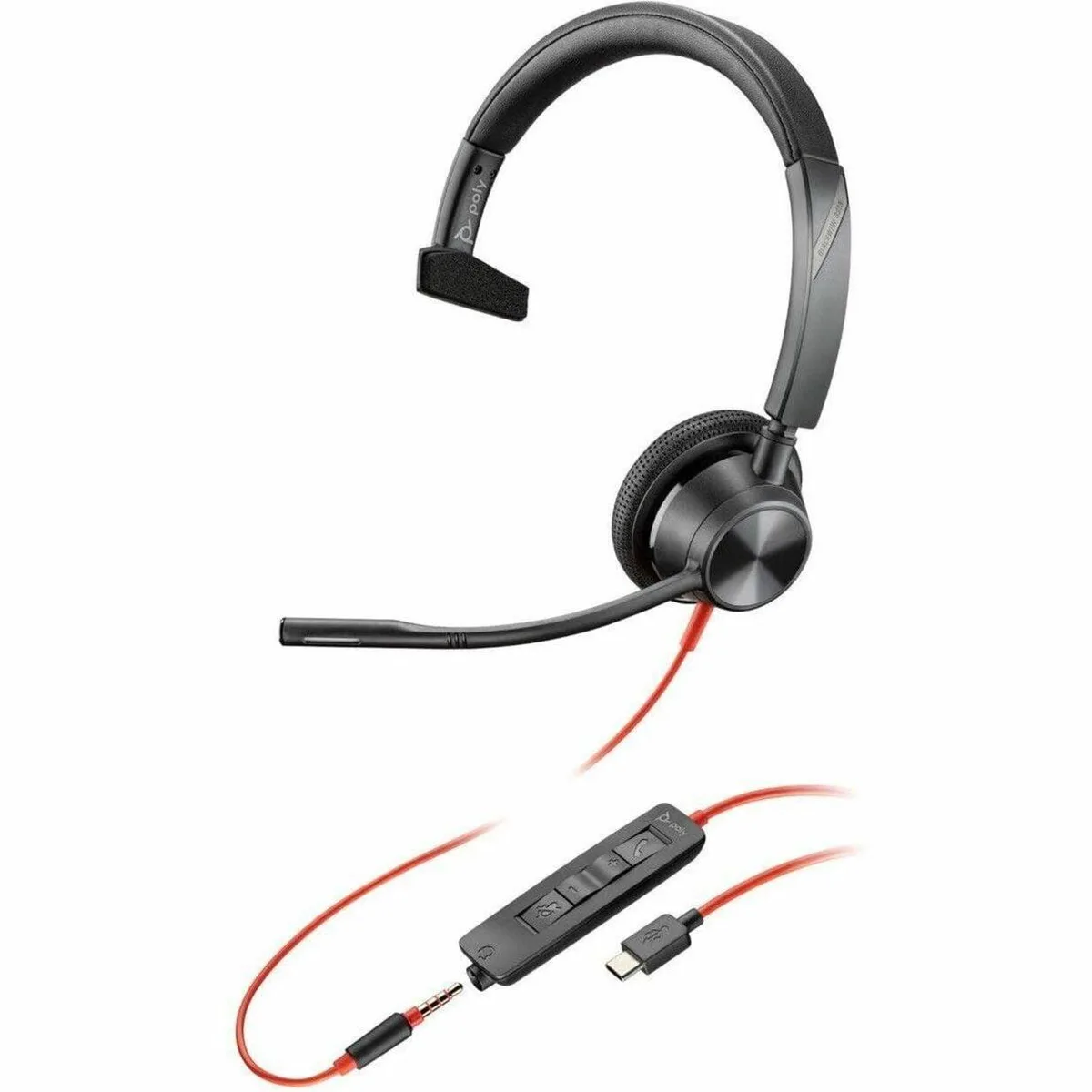 HP HP 8M3U4AA#ABA Blackwire 3315 Mono Headset 3.5mm USB-C 32 Ohm 20 Hz 20 kHz 7.10 ft Cable — product photo