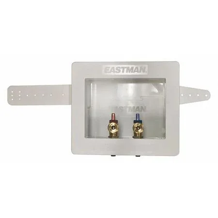 Transparent plastic outlet box with adjustable drain and PEX inlet connections
