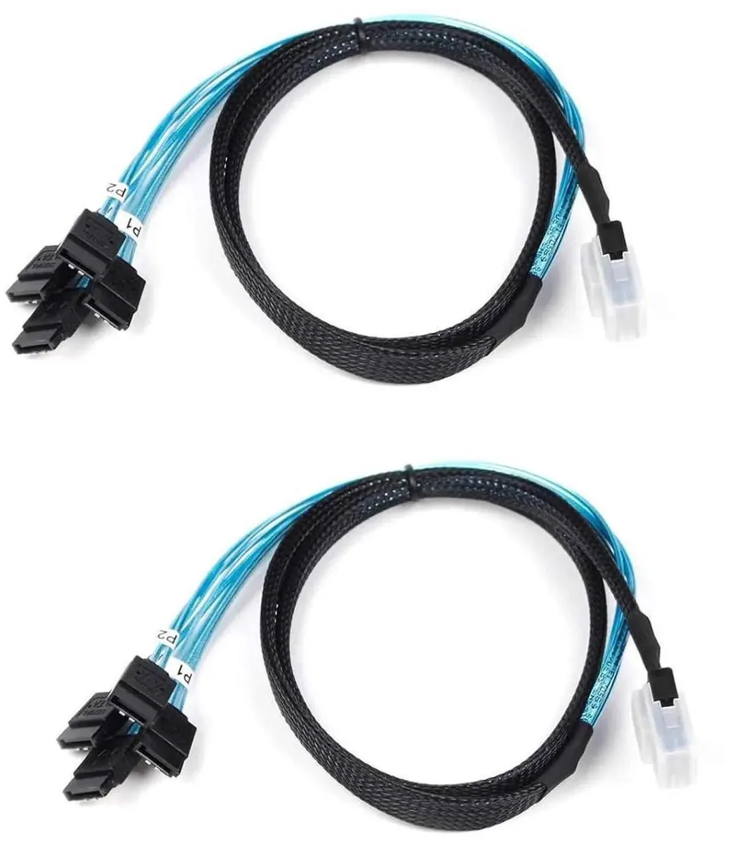 SMUGDESK SMUGDESK Mini SAS 36Pin SFF8087 Male to 4X SATA 7Pin Female FanOut Cable 1Meter 3.3 Feet 2PCS — product photo