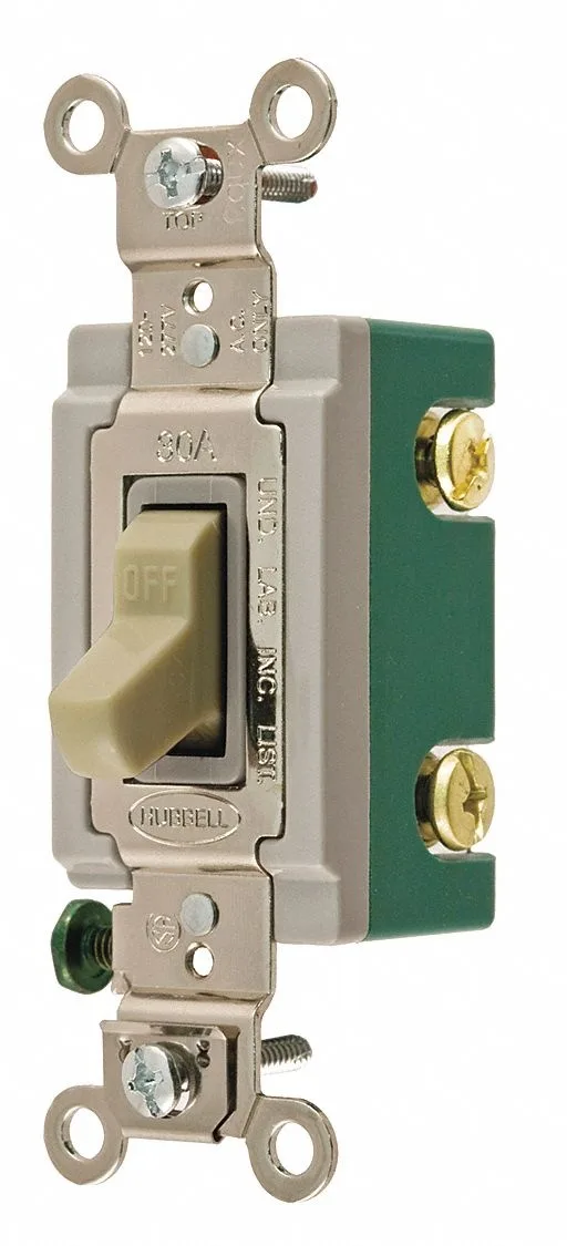 Ivory toggle switch with screw terminals 30 A 2-pole 1.7 in height