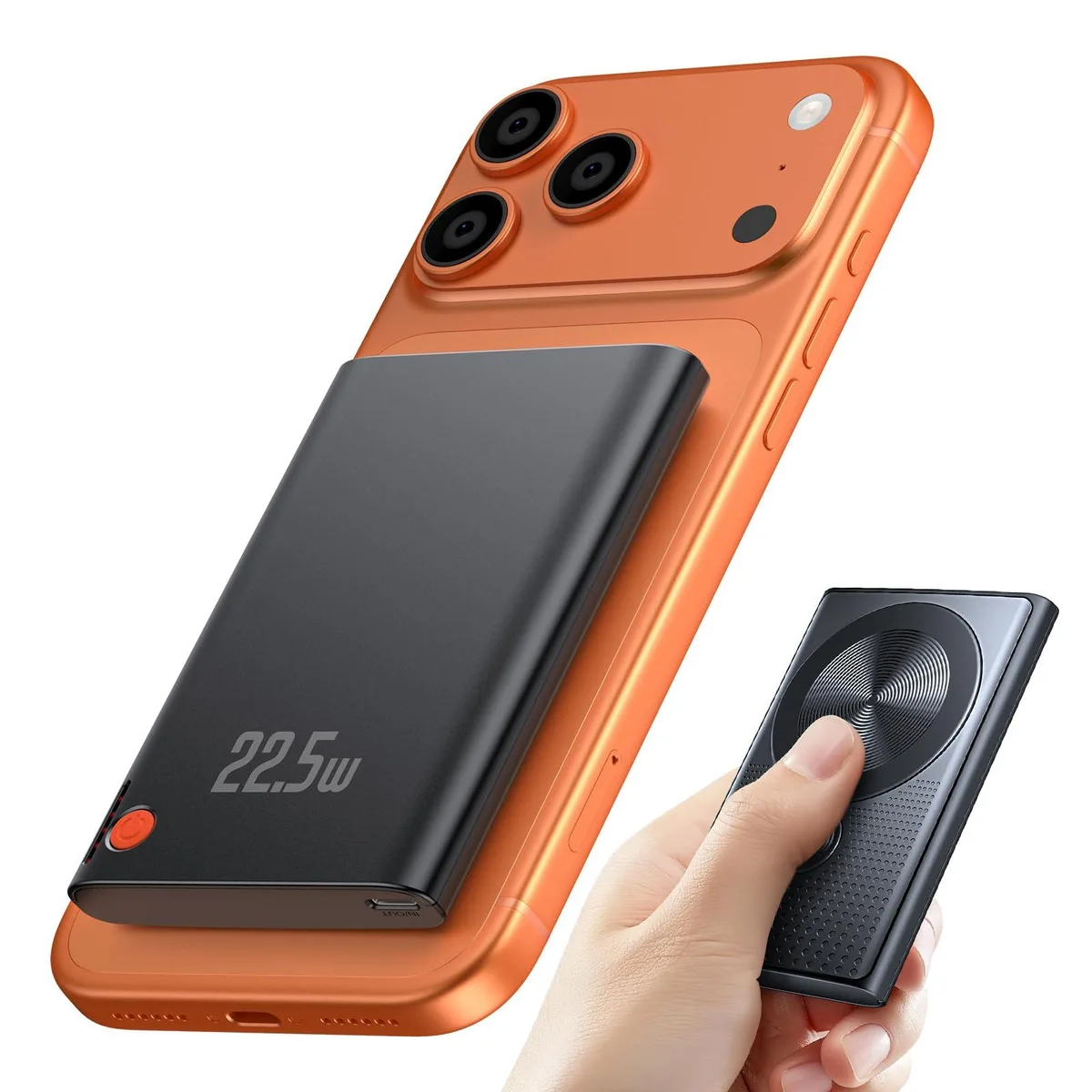 Aaoyun 10000mAh Magnetic Power Bank 15W Wireless 22.5W PD USB-C Black — product photo