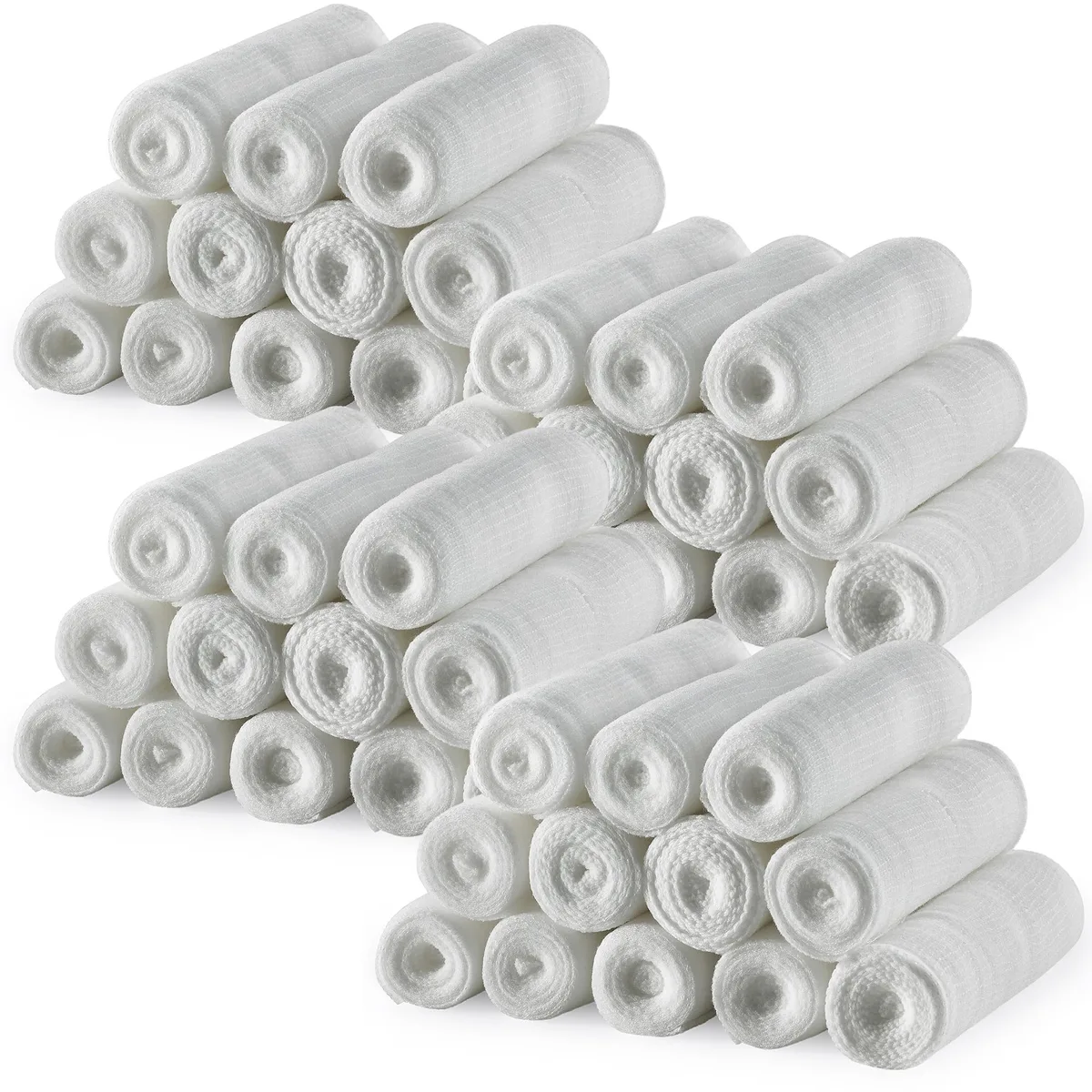 Forty-eight individually wrapped white gauze rolls, 4.1 yards each