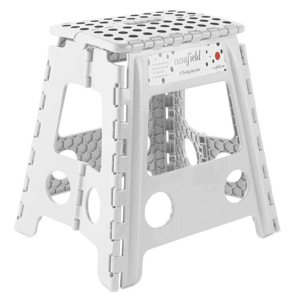 Casafield Casafield 16" Folding Step Stool with Handle, White — product photo