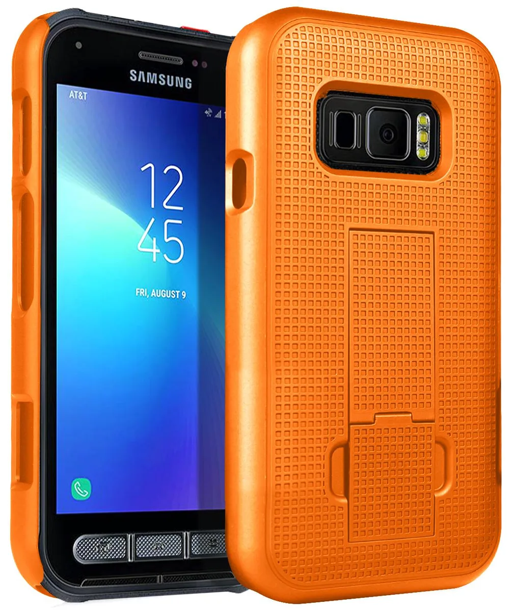 Nakedcellphone Nakedcellphone Ribbed Slim Case with Kickstand for Samsung Galaxy XCover FieldPro SM-G889A Orange — product photo