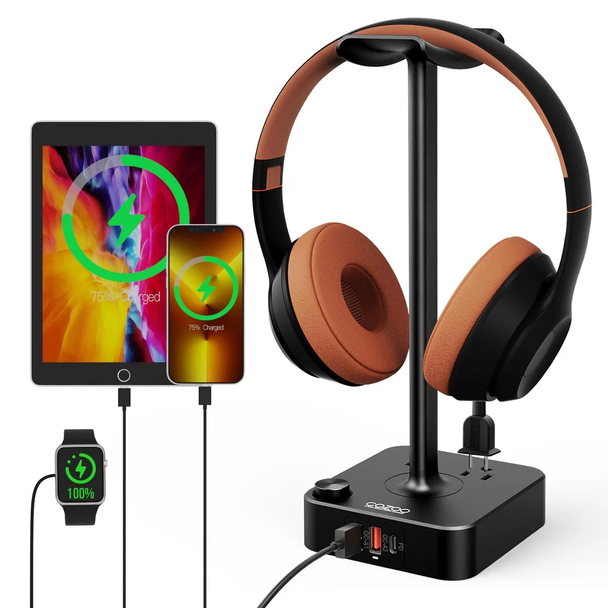  Beyerdynamic CZC004-Black Headphone Stand with 3 USB Ports and 2 AC Outlets — product photo