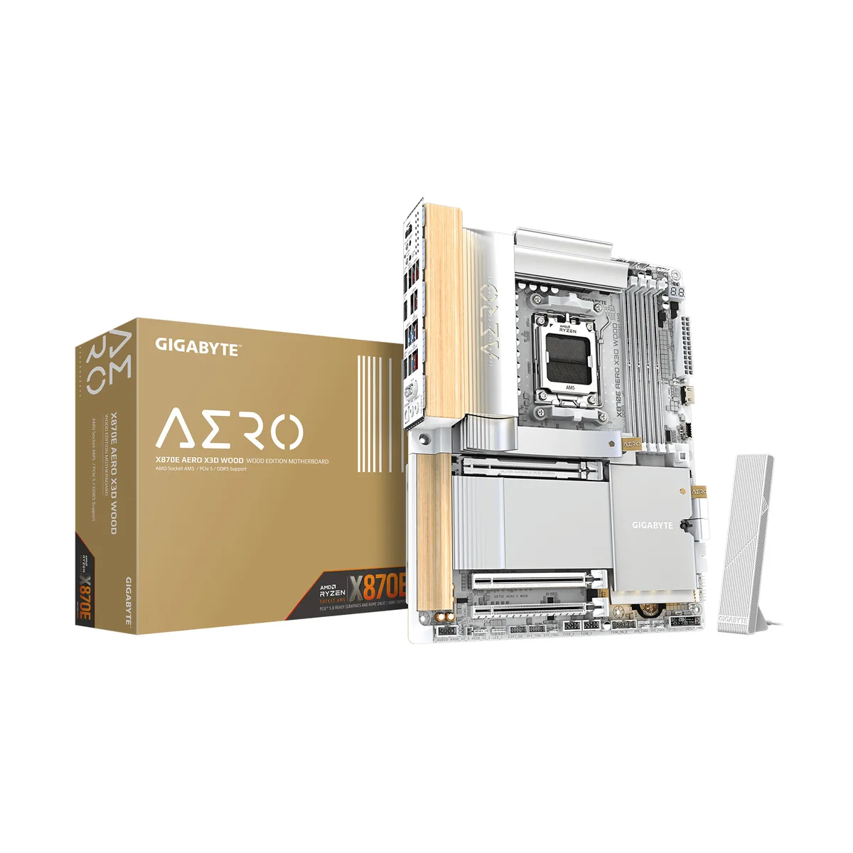 GIGABYTE GIGABYTE X870E AERO X3D WOOD AMD motherboard — product photo