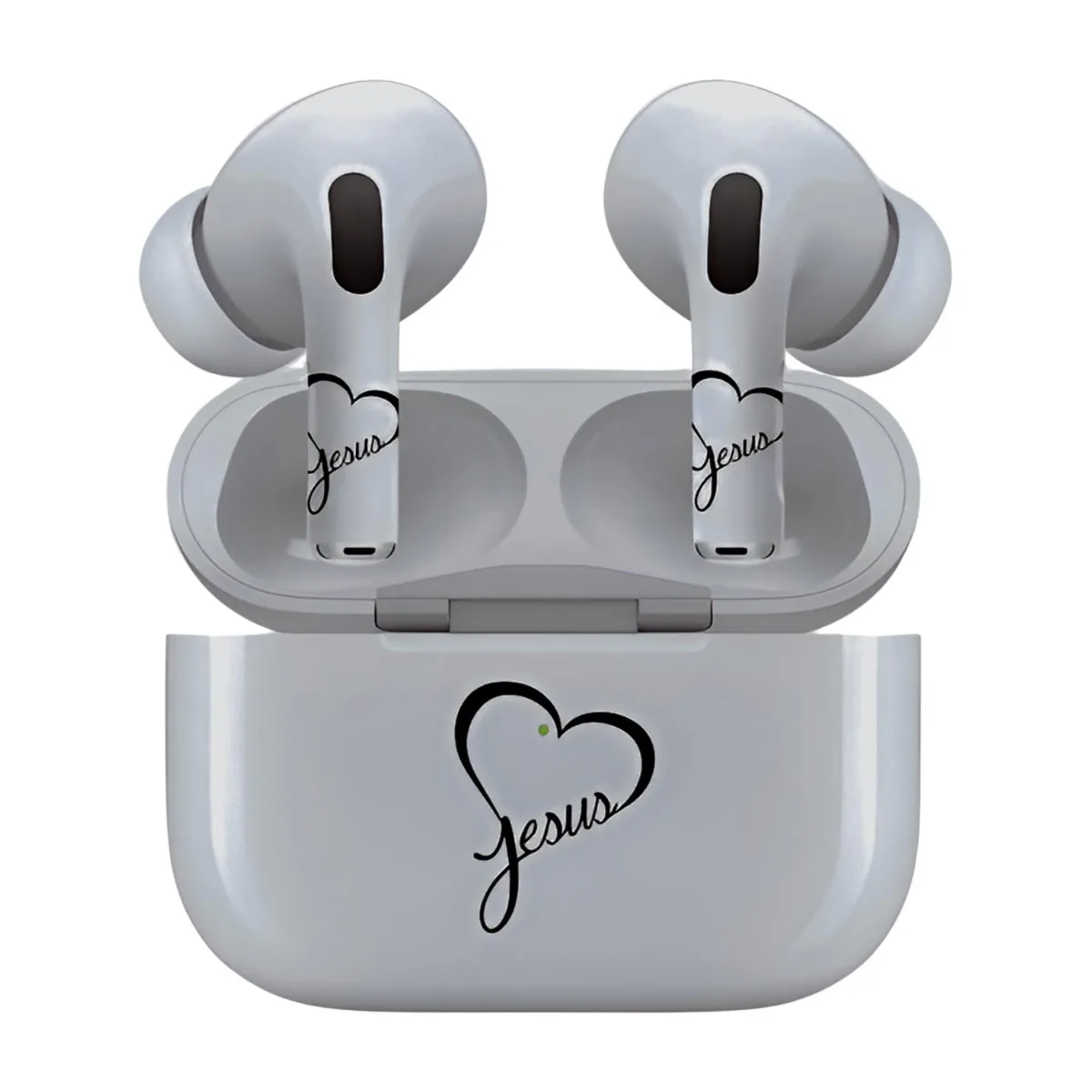 Jaspertronics Jaspertronics AirSkin-AirPods4-HeartJesus decal skin — product photo