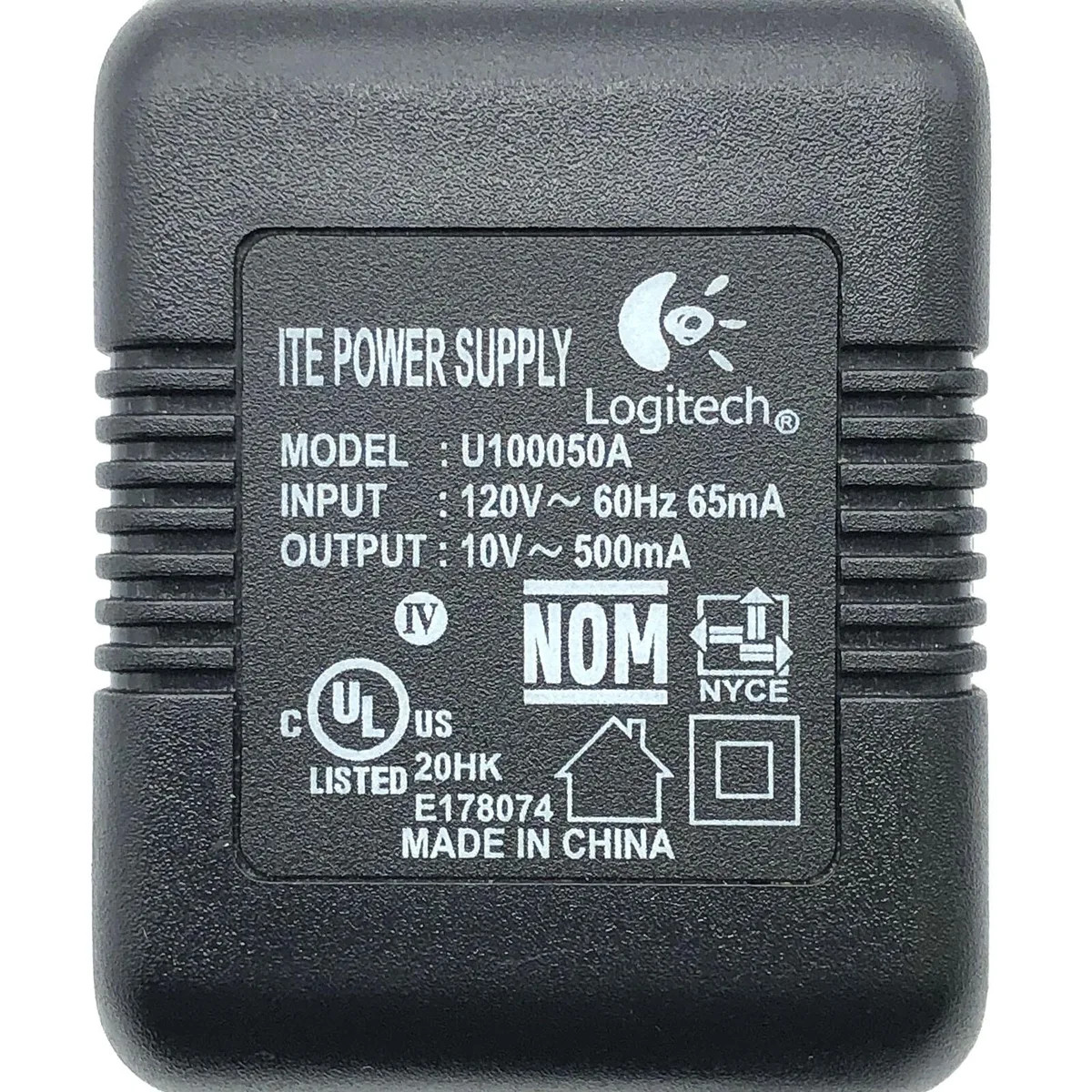Logitech Logitech U100050A 10V 500mA power adapter 5.5×2.0 mm — product photo