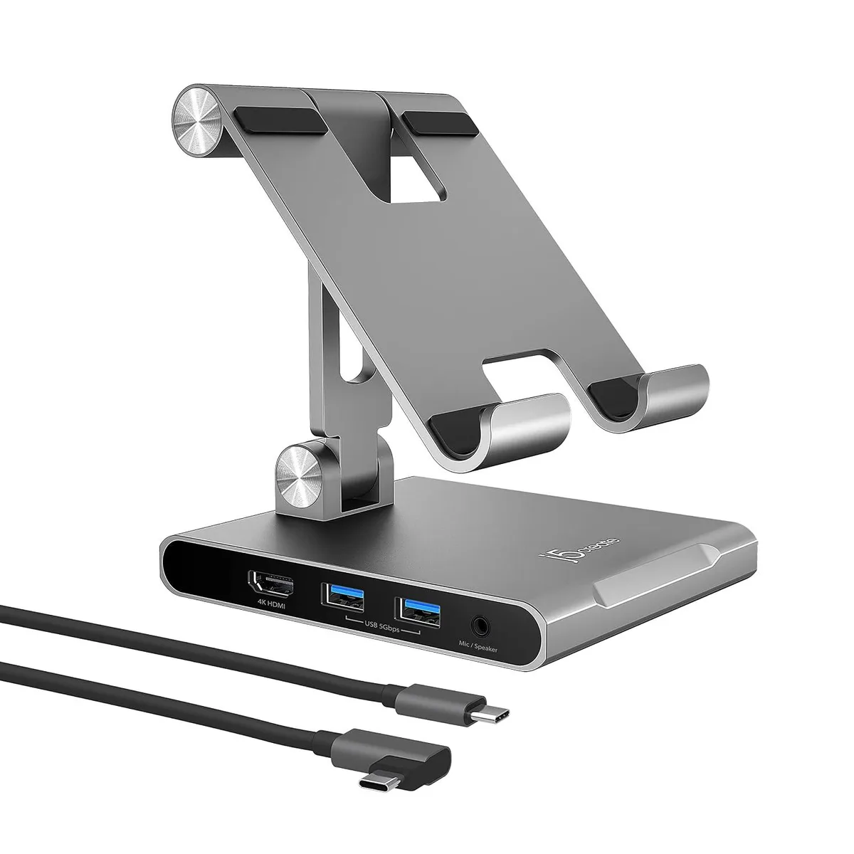 LORDWORLD adjustable tablet stand and docking station, foldable with protective padding