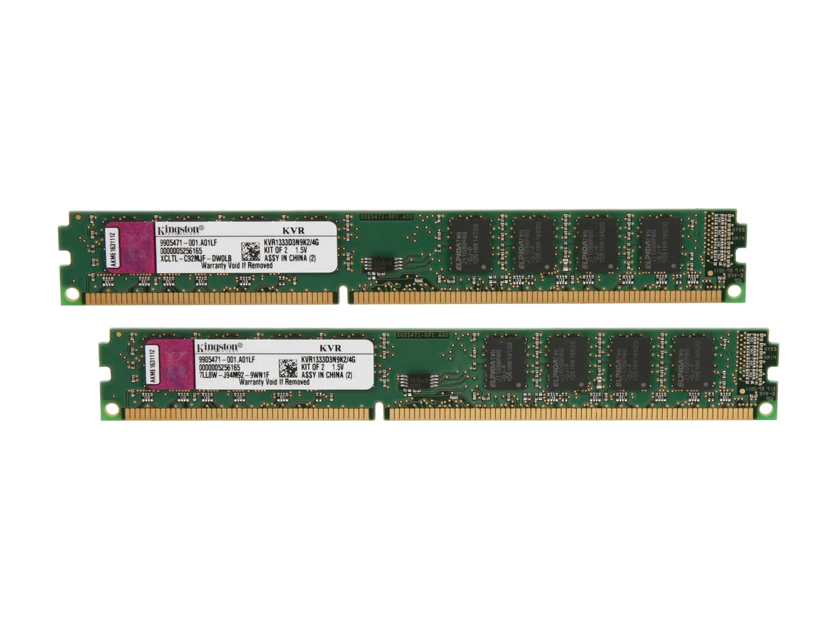 Kingston Technology Corp. Kingston Technology Corp. KVR1333D3N9K2/4G 4GB (2 x 2GB) DDR3 1333 CL9 desktop RAM — product photo