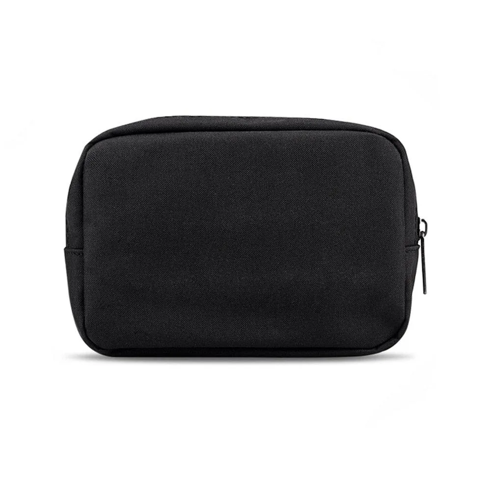 Small black soft carrying case 6.3 by 4.33 inches with zip closure and mesh interior pockets