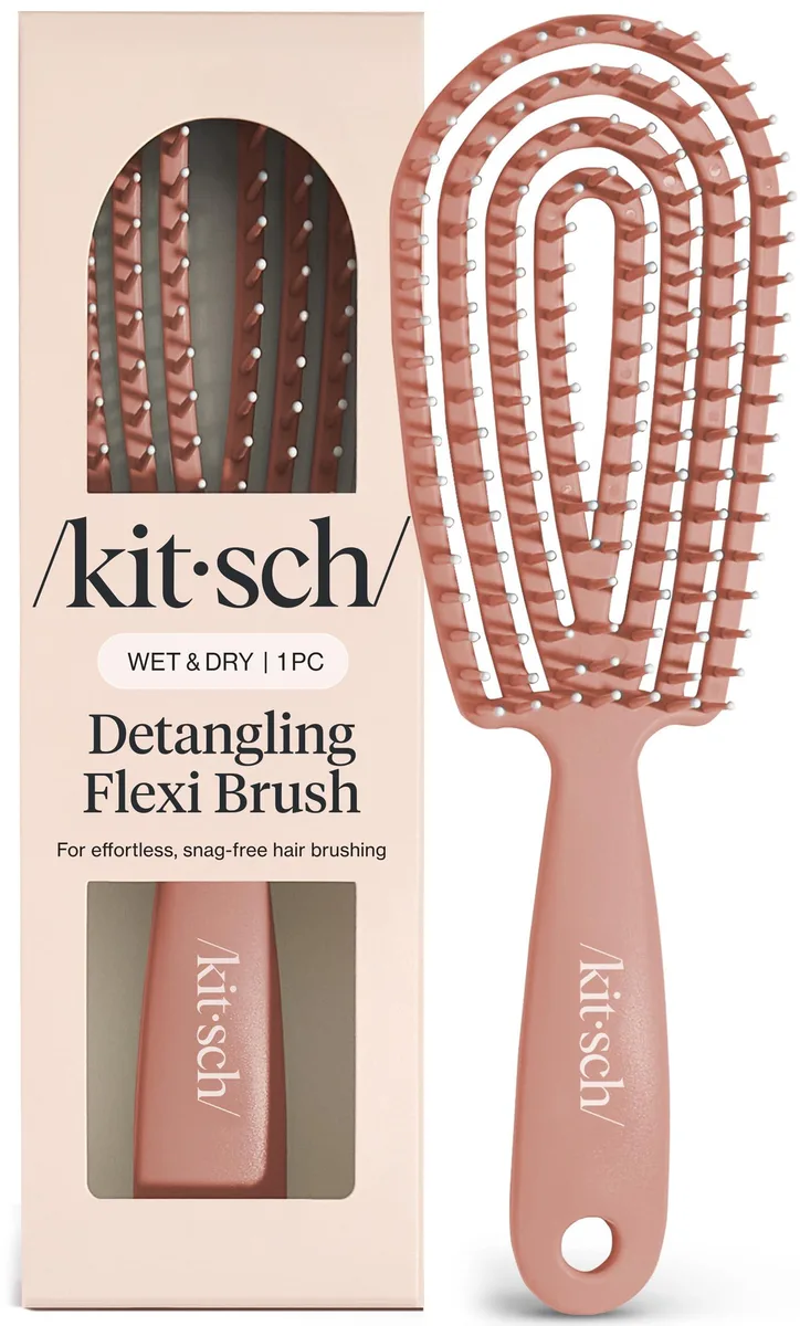 Terracotta open-frame detangling brush with flexible bristles