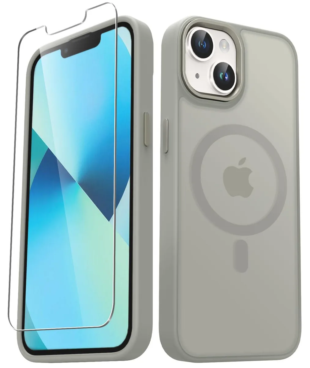 YENAPOON Matte Magnetic Case iPhone 14/13 6.1 inch Titanium Gray — product photo