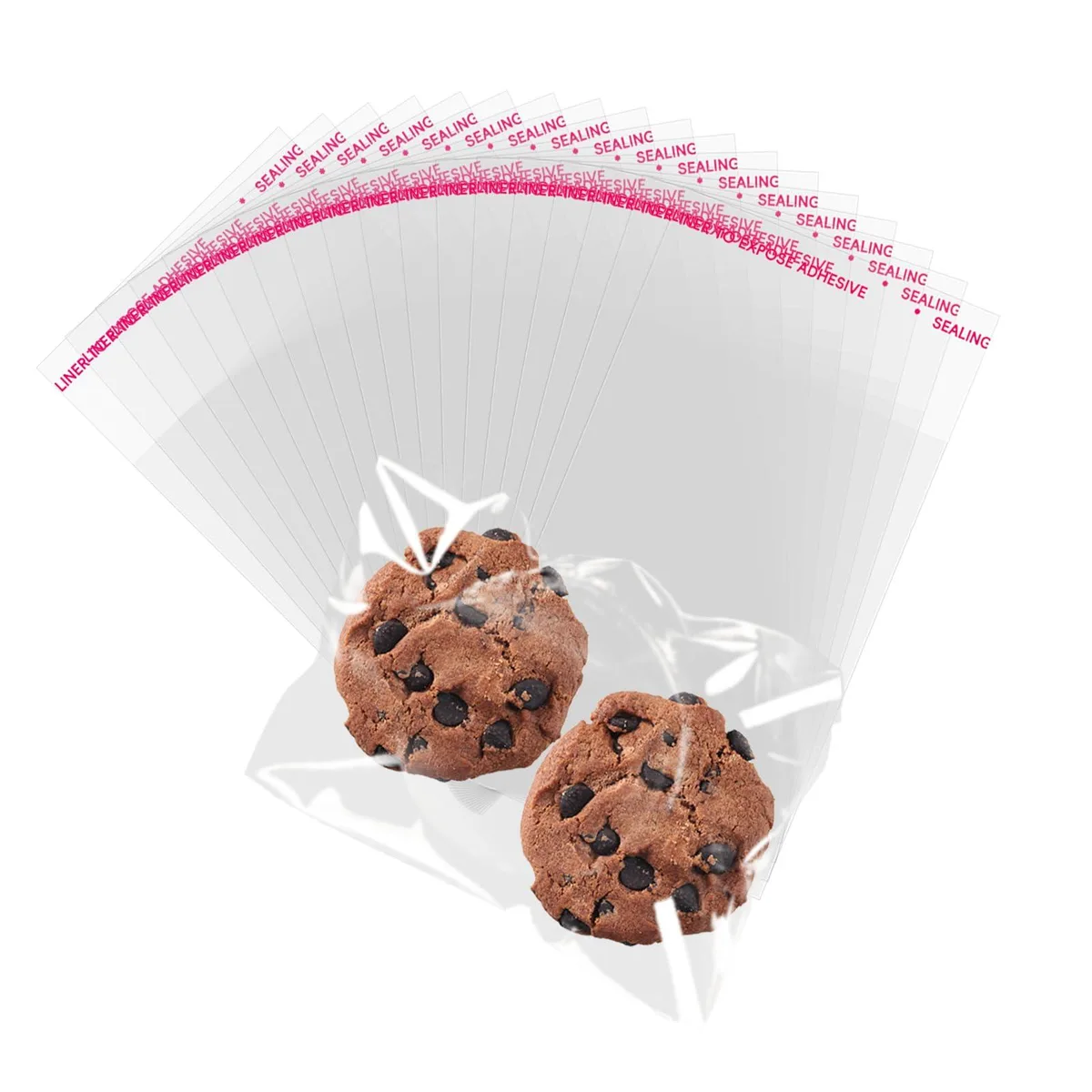 Stack of 100 clear self-sealing cellophane bags 4 by 6 inches