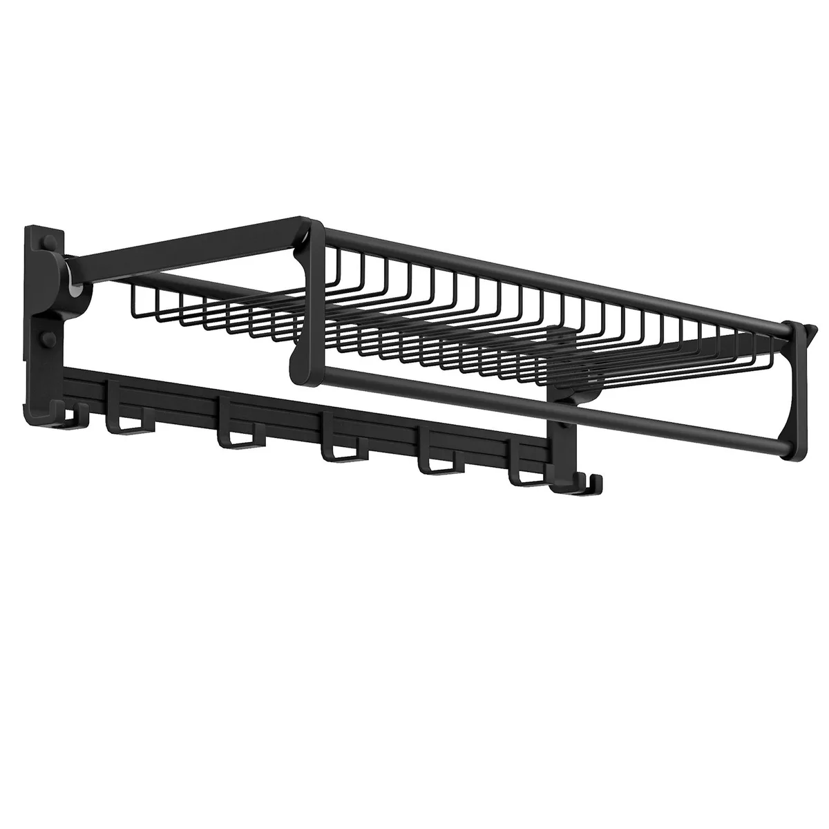 SlickBlue SlickBlue Wall-Mounted Foldable Bath Storage Black 23.5" x 10" x 5.5 — product photo