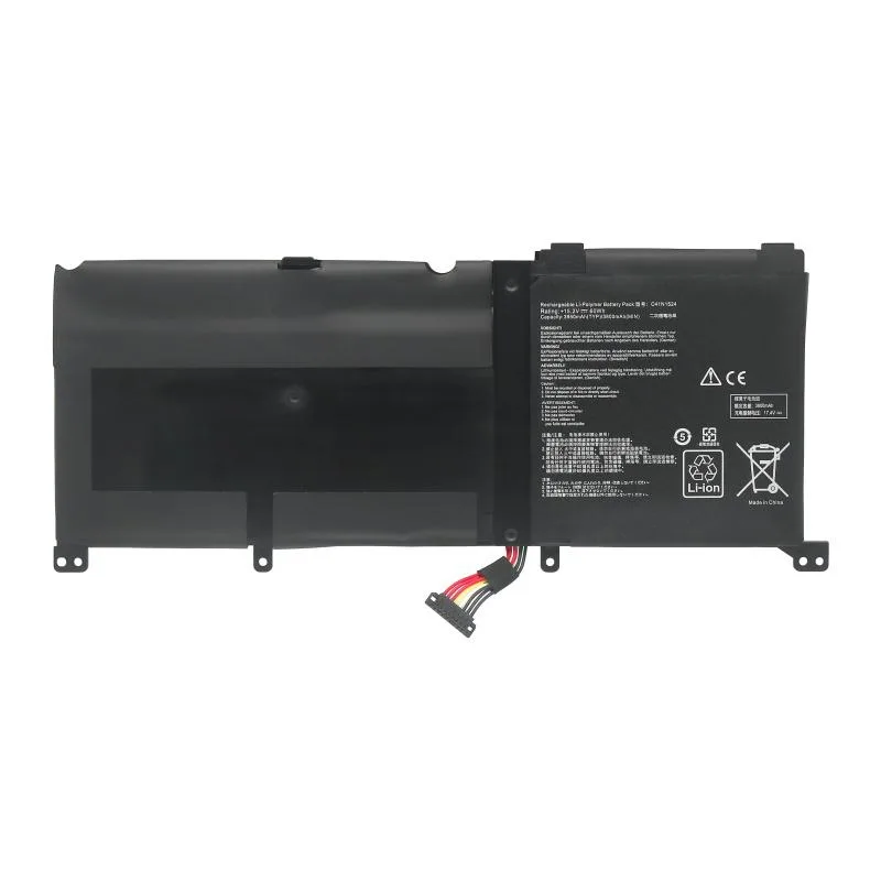 Black rectangular lithium-polymer laptop battery 60Wh 15.2V